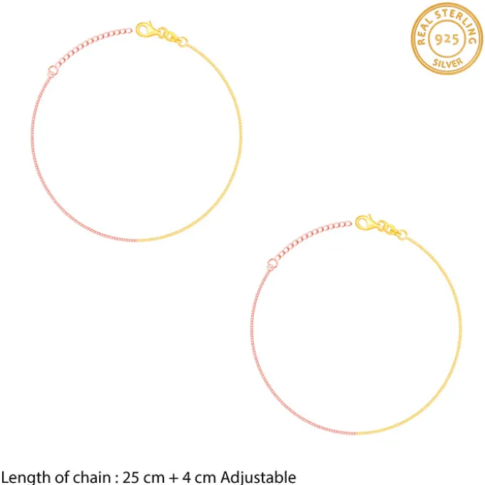 Rose Gold And Golden Cable Chain Anklet