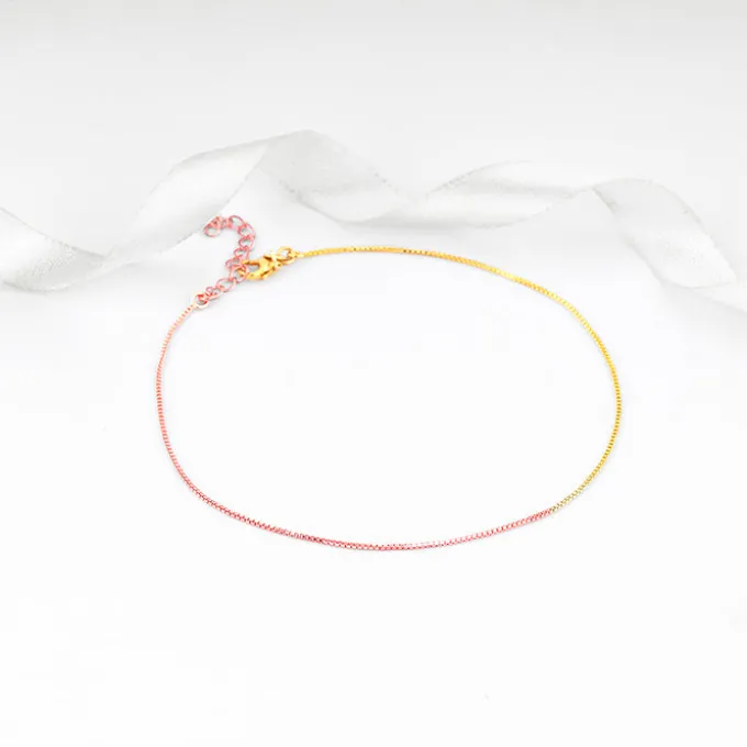 Rose Gold And Golden Cable Chain Anklet