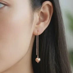 Rose Gold Aperture Sui Dhaga Earrings