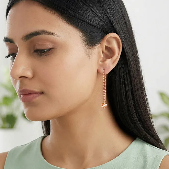 Rose Gold Aperture Sui Dhaga Earrings
