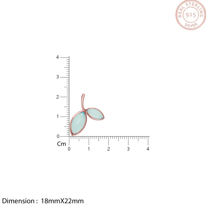 Rose Gold Aqua Dual Chalcedony Leaf Pendant