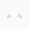 Rose Gold Aqua Dual Chalcedony Leaf Studs