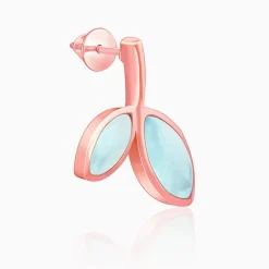 Rose Gold Aqua Dual Chalcedony Leaf Studs