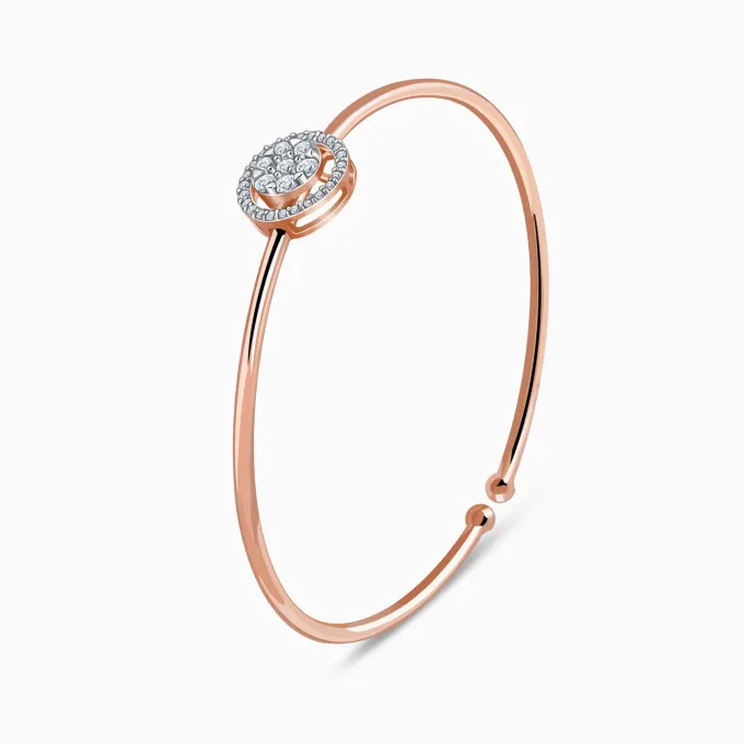 Rose Gold Aster Halo Lab Grown Diamond Bangle