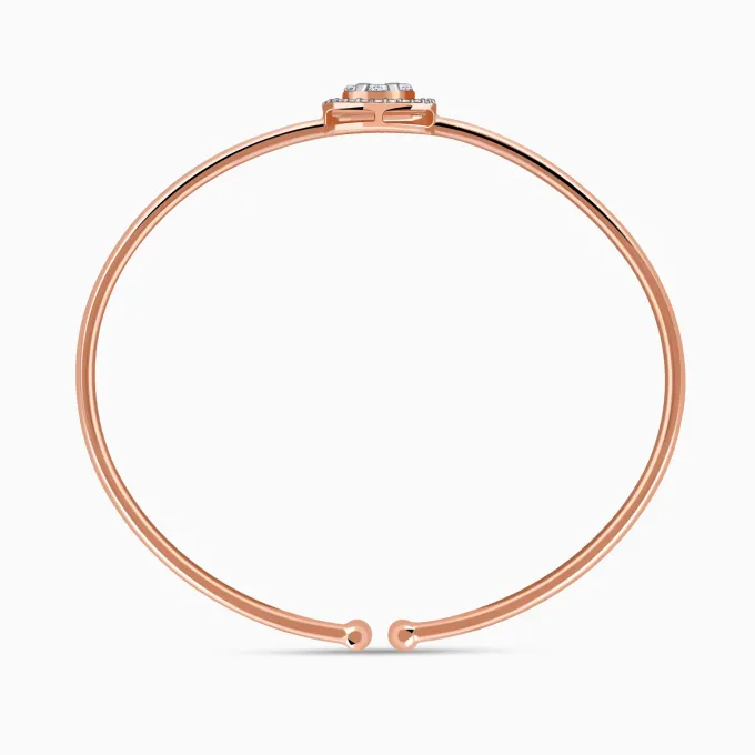 Rose Gold Aster Halo Lab Grown Diamond Bangle