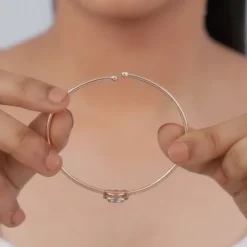 Rose Gold Aster Halo Lab Grown Diamond Bangle