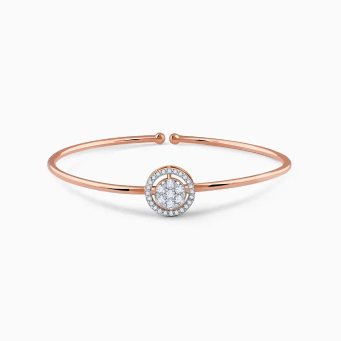 Rose Gold Aster Halo Lab Grown Diamond Bangle
