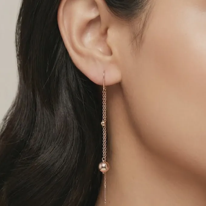 Rose Gold Aurex Beadline Sui Dhaga Earrings