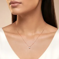 Rose Gold Aurora Gem Lab Grown Diamond Solitaire Pendant