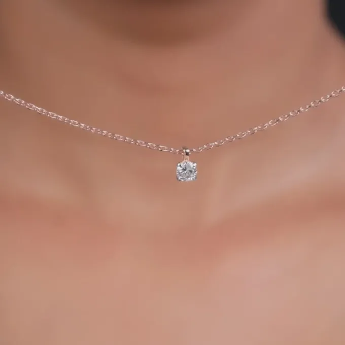 Rose Gold Aurora Gem Lab Grown Diamond Solitaire Pendant