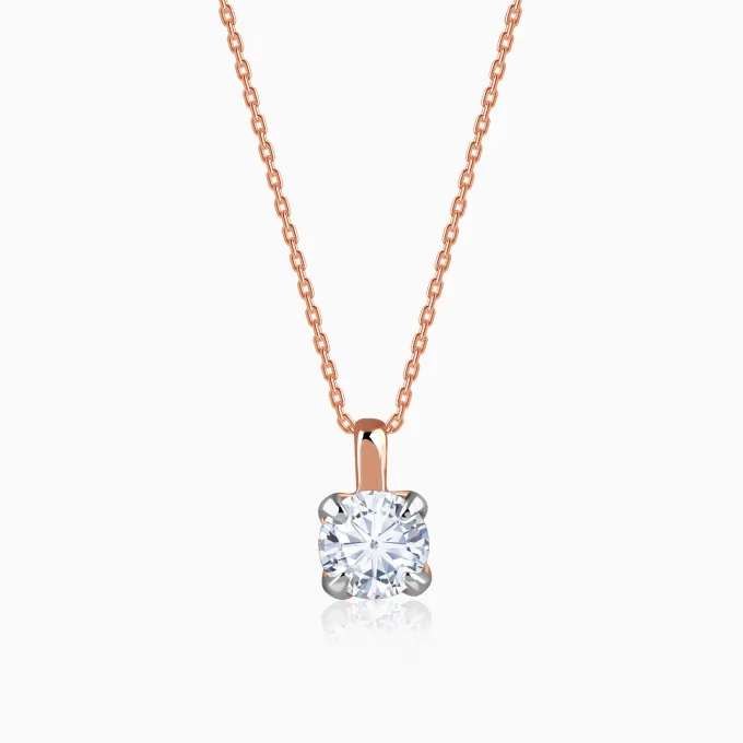 Rose Gold Aurora Gem Lab Grown Diamond Solitaire Pendant