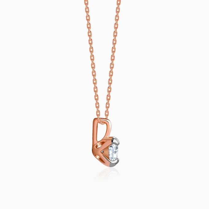 Rose Gold Aurora Gem Lab Grown Diamond Solitaire Pendant