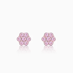 Rose Gold Baby Pink Big Flower Stud Earrings
