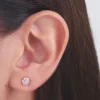 Rose Gold Baby Pink Flower Stud Earrings