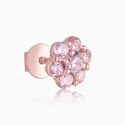 Rose Gold Baby Pink Flower Stud Earrings