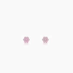 Rose Gold Baby Pink Flower Stud Kids Earrings