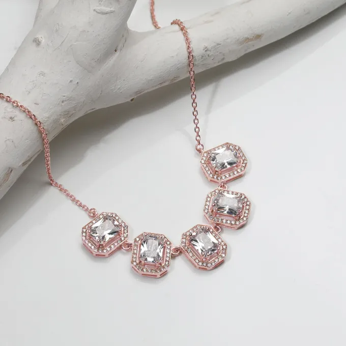 Rose Gold Baguette Bunch Necklace