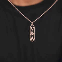 Rose Gold Bar Initial Personalised Pendant For Him