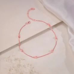 Rose Gold Beaded Box Chain Anklet