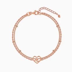Rose Gold Beaded Heart Layered Bracelet