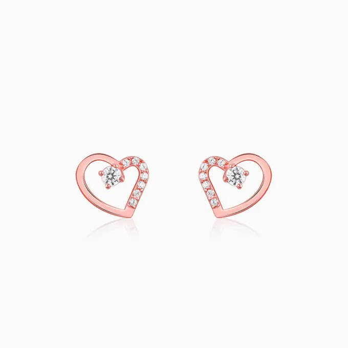 Rose Gold Beautiful Heart Earrings