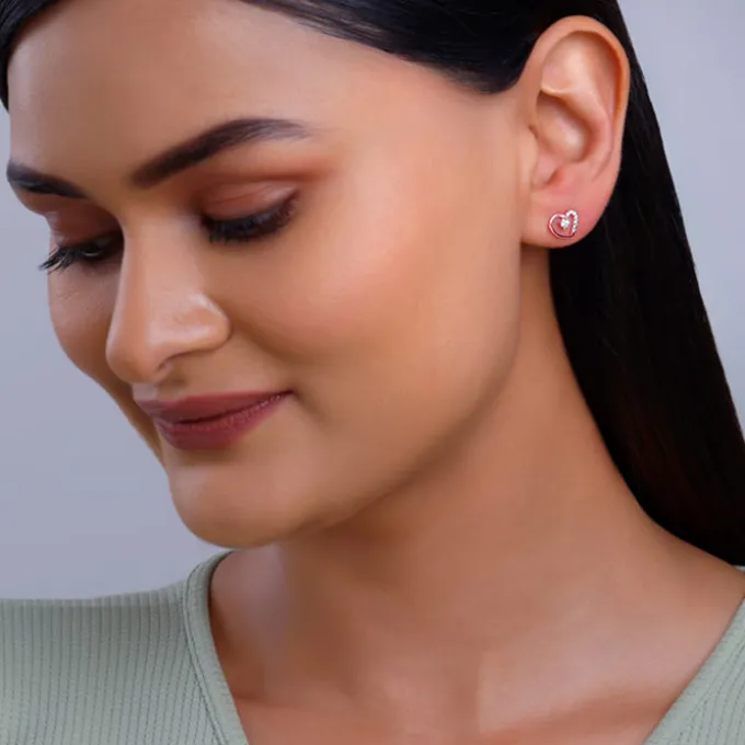 Rose Gold Beautiful Heart Earrings