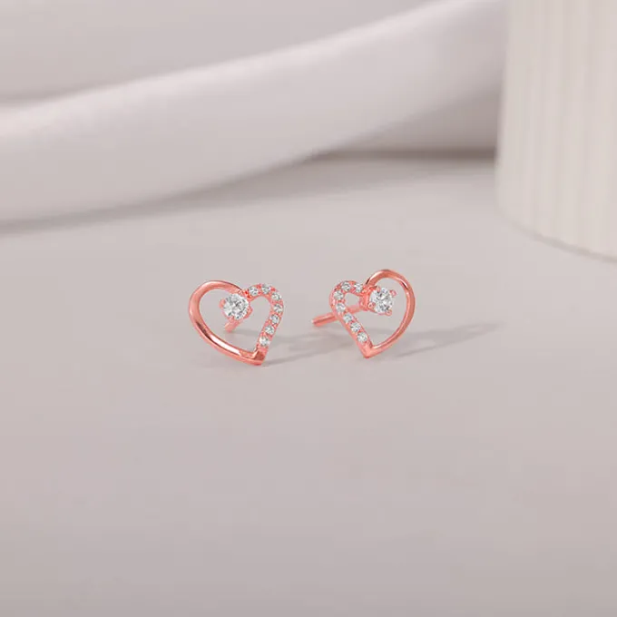 Rose Gold Beautiful Heart Earrings