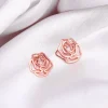 Rose Gold Bed Of Roses Studs