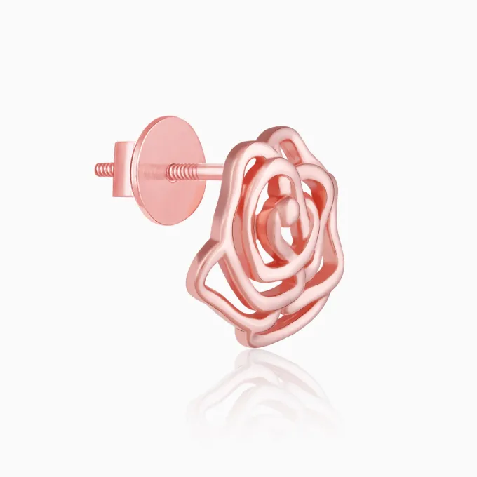 Rose Gold Bed Of Roses Studs