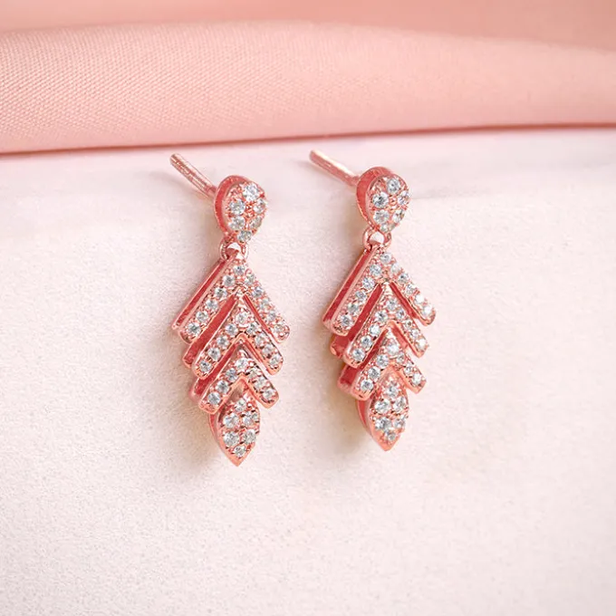 Rose Gold Belle Leaf Earrings