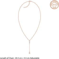 Rose Gold Bezel Lariat Necklace