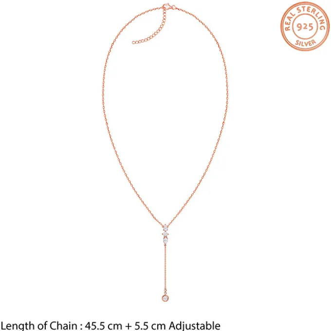 Rose Gold Bezel Lariat Necklace