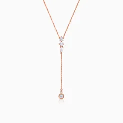 Rose Gold Bezel Lariat Necklace