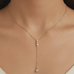 Rose Gold Bezel Lariat Necklace