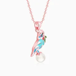 Rose Gold Blissful Bird Pendant With Link Chain