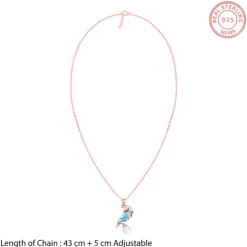 Rose Gold Blissful Bird Pendant With Link Chain