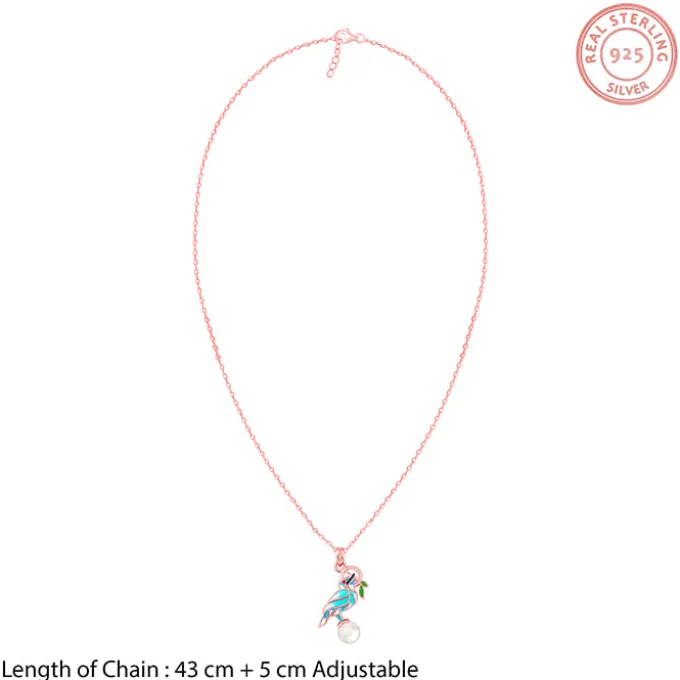 Rose Gold Blissful Bird Pendant With Link Chain