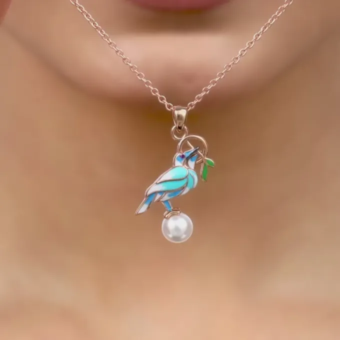 Rose Gold Blissful Bird Pendant With Link Chain