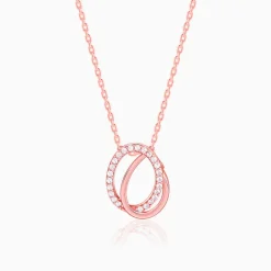 Rose Gold Bloom Ovate Pendant with Link Chain