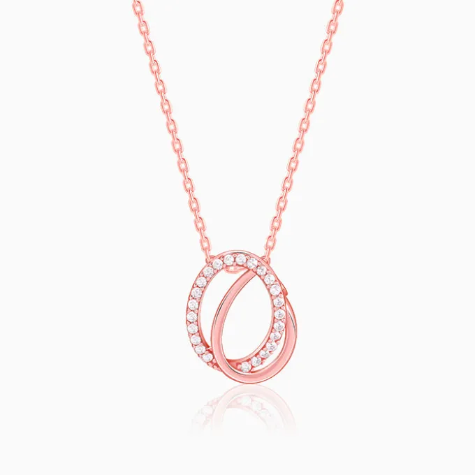 Rose Gold Bloom Ovate Pendant with Link Chain