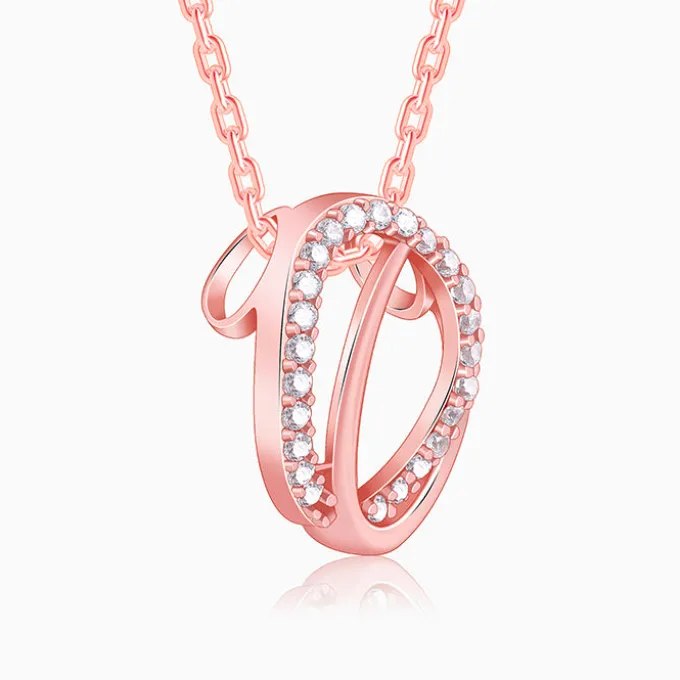Rose Gold Bloom Ovate Pendant with Link Chain