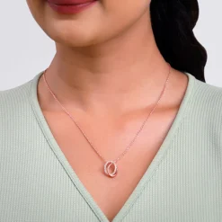 Rose Gold Bloom Ovate Pendant with Link Chain