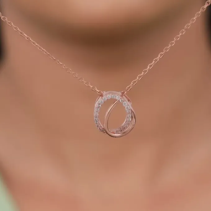 Rose Gold Bloom Ovate Pendant with Link Chain