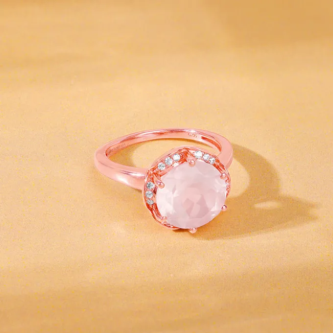 Rose Gold Bloom Rose Quartz Ring
