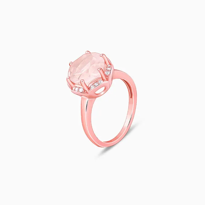 Rose Gold Bloom Rose Quartz Ring