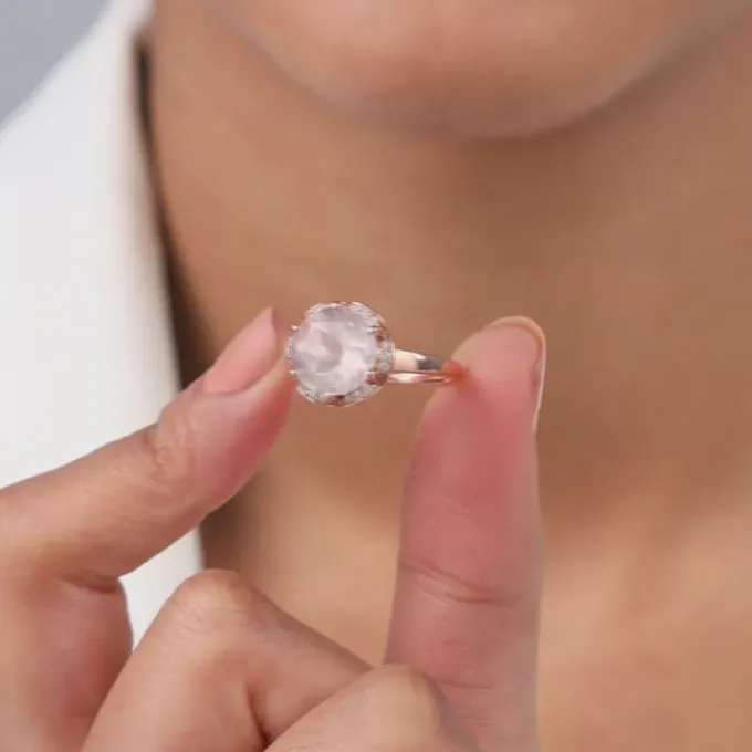 Rose Gold Bloom Rose Quartz Ring