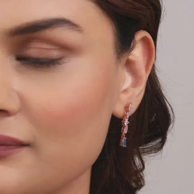 Rose Gold Blue Moon Earrings