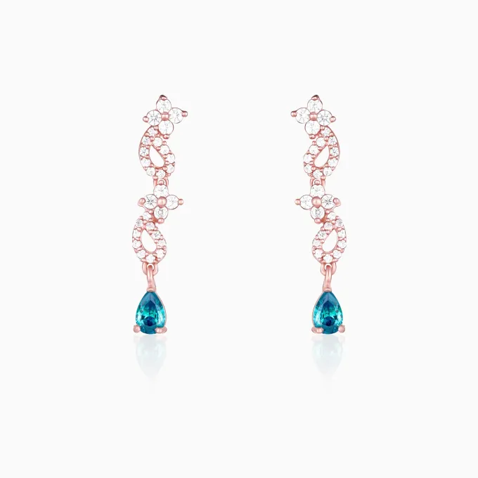 Rose Gold Blue Moon Earrings