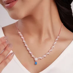 Rose Gold Blue Moon Necklace