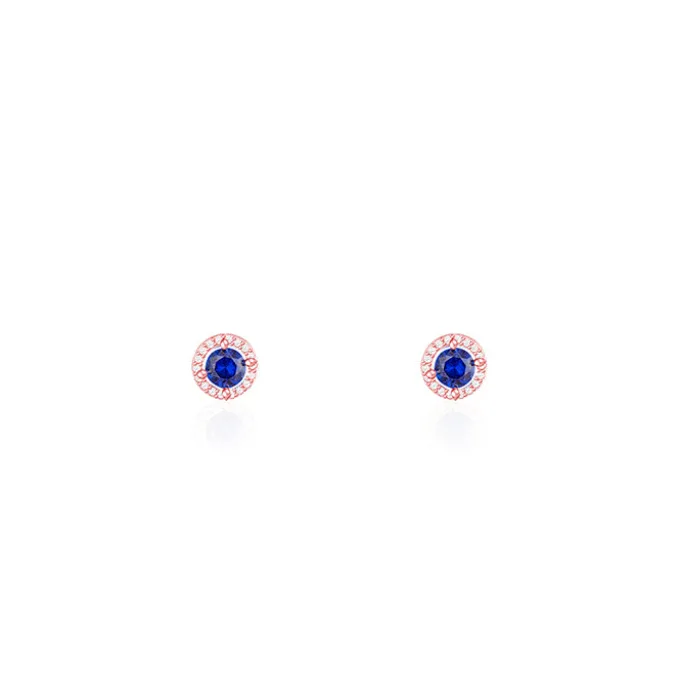 Rose Gold Blue Velvet Studs